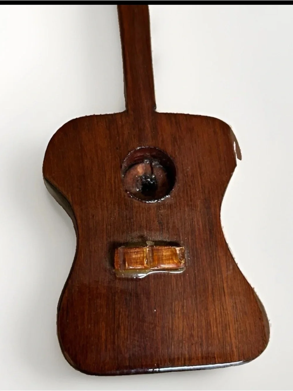 Vintage Miniatures Guitars Lot Of 2 Handcarved Wooden Folk Art